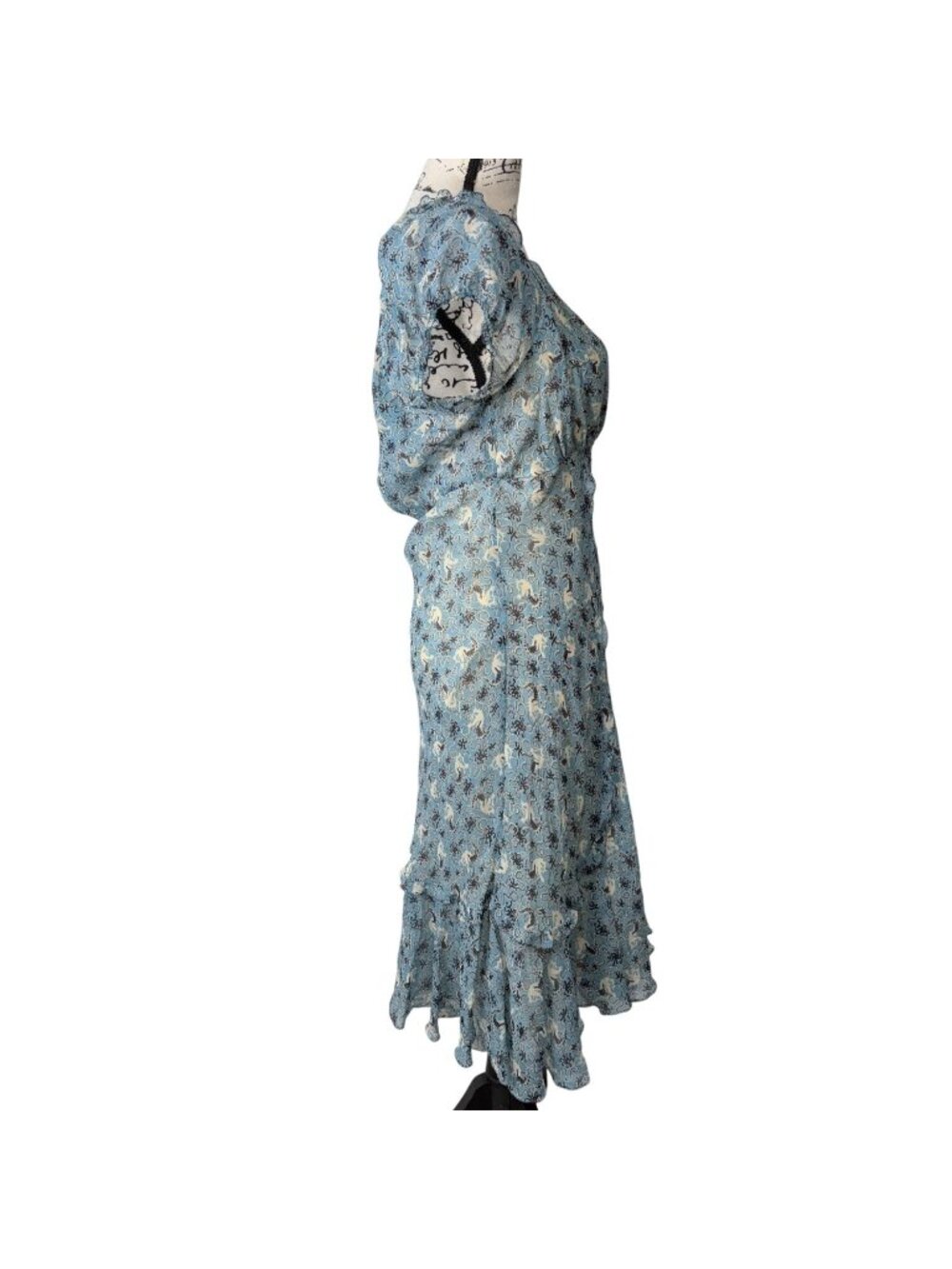 Vtg M.S.S.P Womens Size M Silk Dress Blue Floral Cottage Slip-Dress Y2K - Picture 2 of 7
